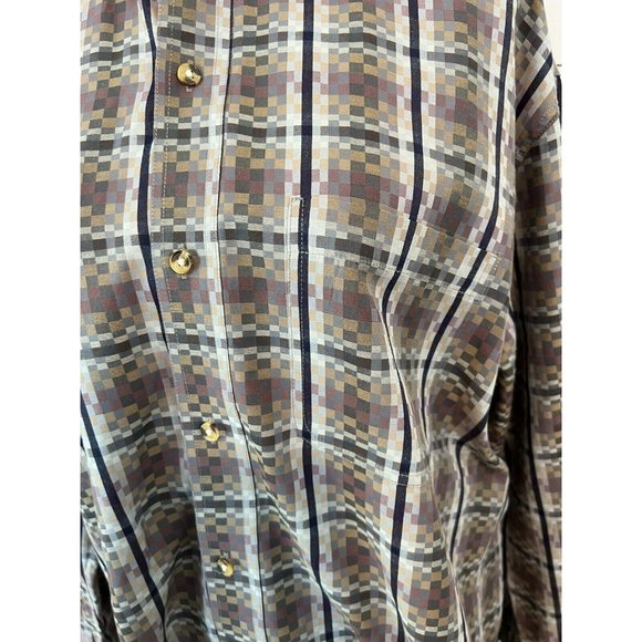 Pintlar Western Shirt Long Sleeve Button Front Large Cowboy Rodeo Colorful Plaid - Picture 7 of 8